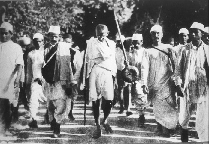 Gandhi during the Salt March, March 1930