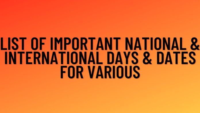 National and International days