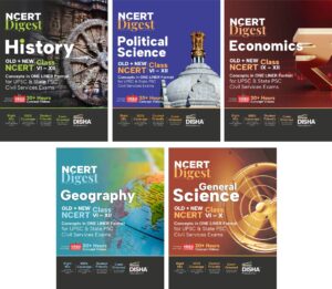 Combo (set of 5 Books) NCERT Digest – Old + New NCERT Class VI – XII Concepts in ONE LINER Format for UPSC & State PSC Civil Services History, ... integration of Old & New NCERT Books |