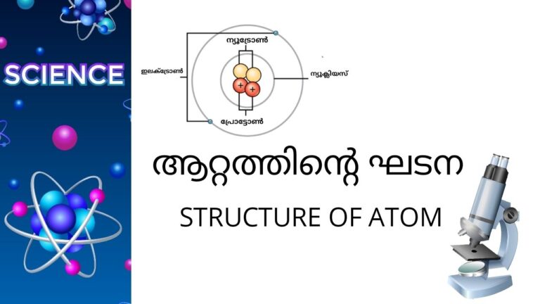 Atom and Atomic structure (ആറ്റത്തിന്റെ ഘടന , ആറ്റവും ആറ്റത്തിന്റെ ഘടനയും )